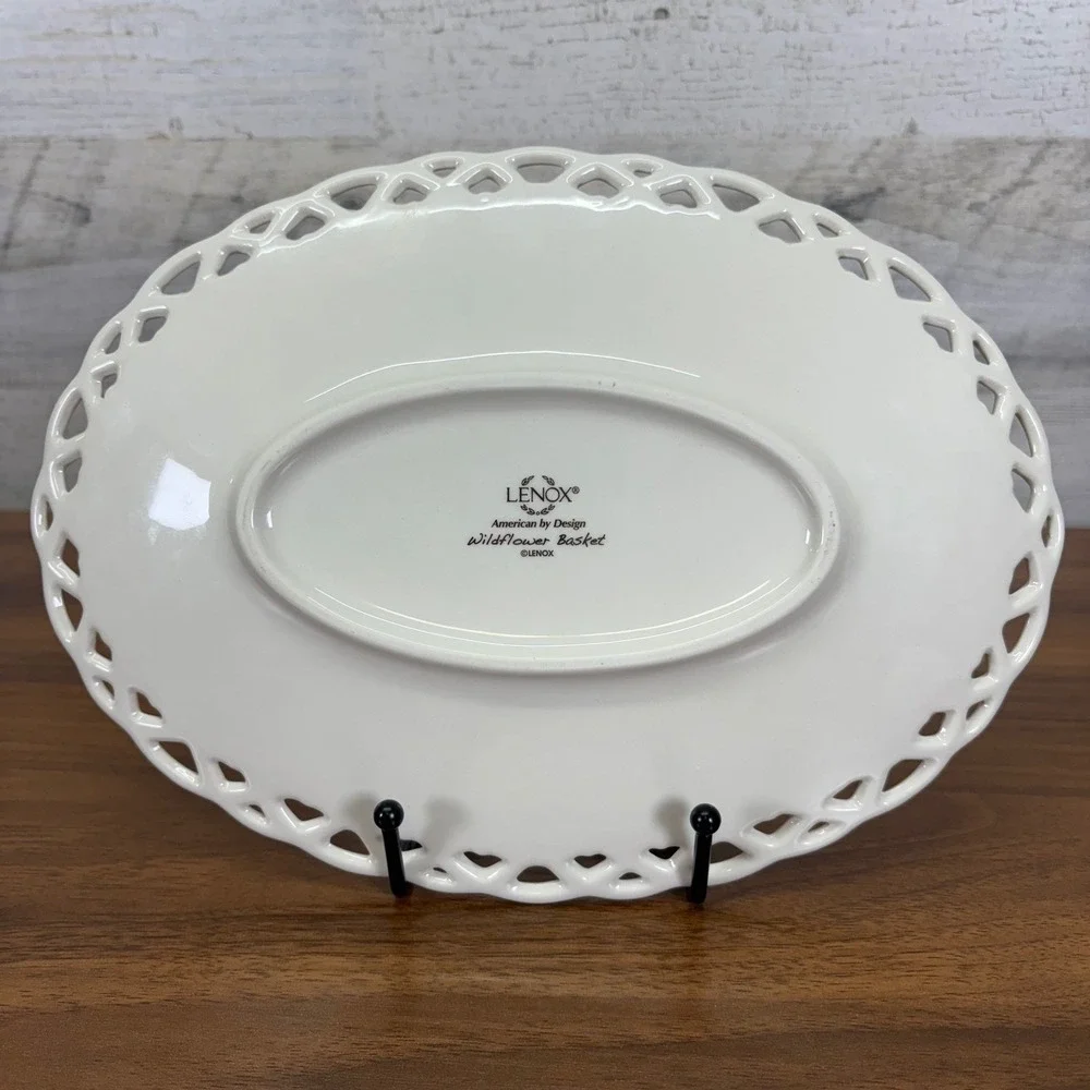 Lenox‎ Wildflower Basket Vanity Oval Tray Pate Ivory China Vintage 10